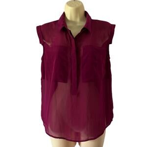 Princess Vera Wang Dark Berry Chiffon Blouse Woman Size Medium Summer